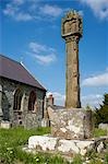 Wales,Denbighshire,Ruthin. Derwen churchyard cross - a decorated cross of the mid to late fifteenth century.