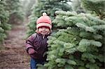 Portrait of Baby Girl at Tree Farm, Near Estacada, Near Portland, Oregon, USA