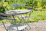 Patio furniture in backyard