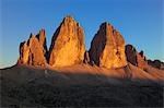 Tre Cime di Lavaredo at Sunset, Dolomites, South Tyrol, Italy