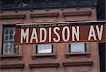 Madison Avenue street sign, Upper East Side, Manhattan, New York City, New York, United States of America, North America