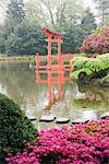 Torii gate in Japanese garden, Brooklyn Botanical Garden, Brooklyn, New York City, New York, United States of America, North America