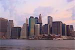 Lower Manhattan skyline at dawn, New York City, New York, United States of America, North America