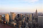 View from the top of the Rockefeller Center of Lower Manhattan and the Empire State Building, New York City, New York, United States of America, North America
