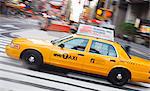 Taxi in Times Square, Manhattan, New York City, New York, United States of America, North America
