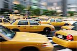 Moving New York taxis, Manhattan, New York, United States of America, North America