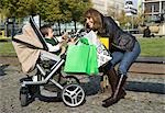 Mother and Son in Park with Stroller