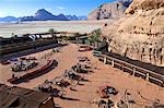 Camp de tentes de Bédouins, Wadi Rum, Jordanie, Moyen-Orient