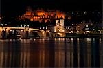 Vue du château de Heidelberg à nuit, Heidelberg, Bade-Wurtemberg, Allemagne