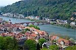 Vue du pont au-dessus de la rivière Neckar, Heidelberg, Bade-Wurtemberg, Allemagne