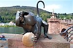 Sculpture of Heidelberg Bridge Monkey, Heidelberg, Baden-Wurttemberg, Germany