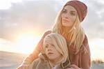 Mother and daughter on beach