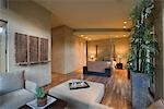 Spacious living room interior with bamboo houseplant