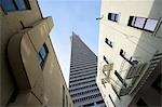 Low angle view of the Transamerica Pyramid, San Francisco designed by William Pereira