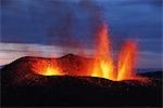 Molten lava erupts from Eyjafjallajokull, Fimmvorduhals, Iceland