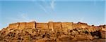 Vue faible angle d'un fort, le Fort de Meherangarh, Jodhpur, Rajasthan, Inde