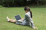 Businesswoman working on a laptop