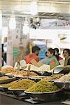 Dry fruits for sale at a market stall, Delhi, India