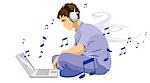 Man downloading music from internet