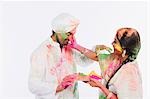 Couple celebrating Holi