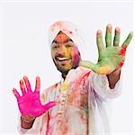 Portrait of a man dancing on Holi