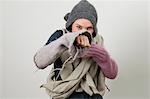 Woman wearing knitting boxing