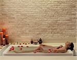 Girl having a bath, Chi Spa, Shangri-La Hotel, Bangkok, Thailand, Southeast Asia, Asia