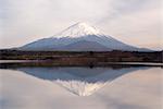 Mount Fuji, 3776m, viewed across Shoji-Ko, one of the lakes in the Fuji Go-ko (Fuji Five Lakes) region, Honshu, Japan, Asia