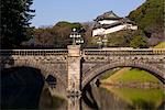 Palais impérial et le pont Niju-bashi décoratif pont, Tokyo, Honshu, Japon, Asie