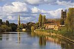 La ville de Worcester et de la rivière Severn, Worcestershire, Angleterre, Royaume-Uni, Europe