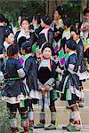 Miao ethnic minority group in traditional clothing at Basha, Guizhou Province, China, Asia