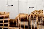 Wood pallets stored at industrial plant