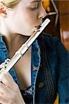 Flautist practicing
