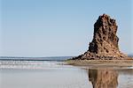 Le paysage désolé de Lac Abbe, parsemé de cheminées de pierre calcaire, Djibouti, Afrique