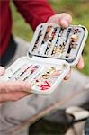 Close-Up of Man's Selecting Fly for Fly Fishing, Deschutes River, Oregon, USA