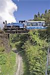Train (Train de jouet) à vapeur du Darjeeling Himalayan Railway, patrimoine mondial de l'UNESCO, boucle de Batasia, Darjeeling, West Bengal, Inde, Asie