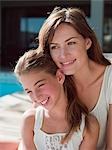 Mother and daughter outdoors