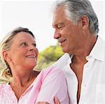 senior couple outdoors, close-up