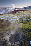 Activité géothermique de la bouillonnante, geysers et sources chaudes, à Geysir, Haukadalur vallée, régions polaires Golden Circle, Islande,