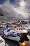 Small fishing harbour at Leirvik, Eysturoy, Faroe Islands (Faroes), Denmark, Europe