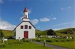 Skeidflatarkirkja église, Dyrholaey, Myrdalur, Islande