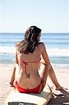 Surfer Girl at Zuma Beach, Malibu, California, USA