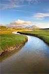 River and Salt Marsh, Isle of Lewis, Outer Hebrides, Hebrides, Scotland, United Kingdom