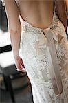 Close-Up of Bride Wearing Wedding Gown