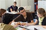 High school students studying math together