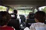 Family riding together in car