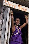 Masai man at airstrip duty free, Masai Mara, Kenya, East Africa, Africa