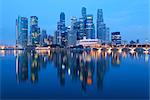 Skyline et Financial district à l'aube, Singapour, Asie du sud-est, Asie