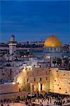 Dôme du rocher et le mur des lamentations, Jérusalem, Israël, Moyen-Orient