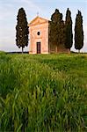 Chapel Madonna di Vitaleta, Val d'Orcia, near Pienza, Tuscany, Italy, Europe